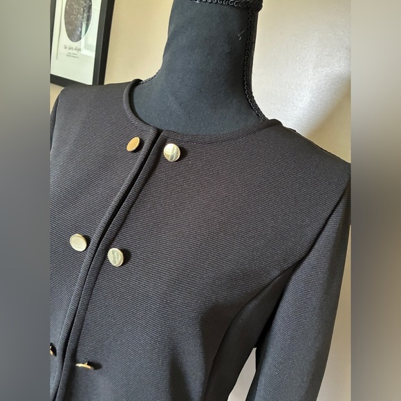 Libby Edelman Double Button Military style blazer Jacket black ribbed sz L EUC - Picture 6 of 14